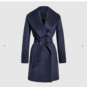 Sentinal  Navy Shawl Collar Wrap Coat